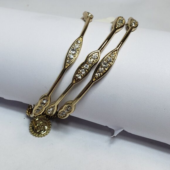 Jessica Simpson Gold bangle bracelets set of 3 - Picture 2 of 8